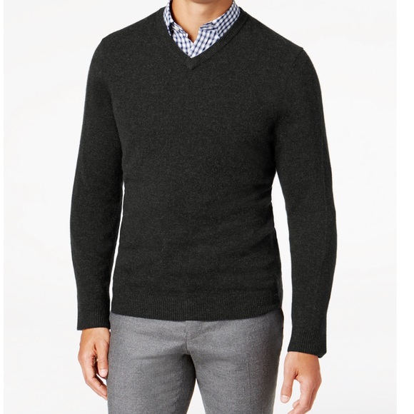 Club Room | Sweaters | Vneck Sweater Club Room Cashmere Luxury Dark Gray  Dark Charcoal Heather | Poshmark